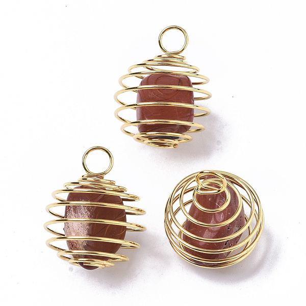 PandaHall Iron Wrap-around Spiral Bead Cage Pendants, with Natural Red Jasper Beads inside, Round, Golden, 21x24~26mm, Hole: 5mm Red Jasper...
PandaHall Iron Wrap-around Spiral Bead Cage Pendants, with Natural Red Jasper Beads inside, Round, Golden, 21x24~26mm, Hole: 5mm Red Jasper...