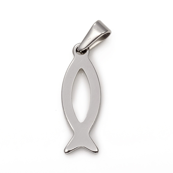 PandaHall 304 Stainless Steel Pendants, Jesus Fish/ Christian Ichthys Ichthus, for Easter, Stainless Steel Color, 26.5x9x1.5mm, Hole: 3x6mm...
PandaHall 304 Stainless Steel Pendants, Jesus Fish/ Christian Ichthys Ichthus, for Easter, Stainless Steel Color, 26.5x9x1.5mm, Hole: 3x6mm...