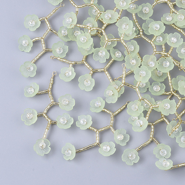 PandaHall Acrylic Big Pendants, with Clear Glass Beads, Glass Seed Beads and Golden Plated Brass Wires, Flower, Light Green, 55~60x30~35mm...
PandaHall Acrylic Big Pendants, with Clear Glass Beads, Glass Seed Beads and Golden Plated Brass Wires, Flower, Light Green, 55~60x30~35mm...