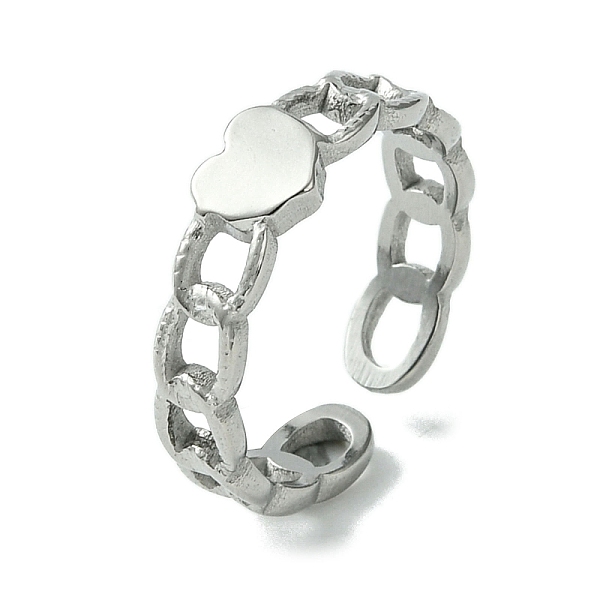 PandaHall 304 Stainless Steel Open Cuff Ring, Heart, Stainless Steel Color, US Size 6 3/4(17.1mm) 304 Stainless Steel Heart
PandaHall 304 Stainless Steel Open Cuff Ring, Heart, Stainless Steel Color, US Size 6 3/4(17.1mm) 304 Stainless Steel Heart