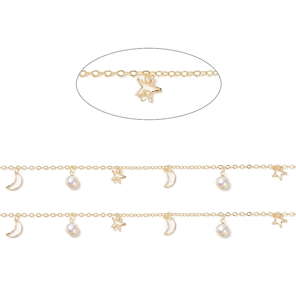 PandaHall Brass Cable Chains, with Moon and Star & CCB Plastic Pearl Charms, Soldered, with Spools, Cadmium Free & Lead Free, Real 18K Gold..., White
PandaHall Brass Cable Chains, with Moon and Star & CCB Plastic Pearl Charms, Soldered, with Spools, Cadmium Free & Lead Free, Real 18K Gold..., White