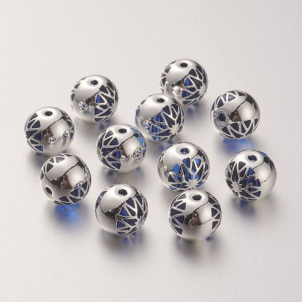 PandaHall K9 Glass Beads, Covered with Brass, Round with Flower Pattern, 925 Sterling Silver Plated, Medium Blue, 10.2x9.2mm, Hole: 1.5mm...
PandaHall K9 Glass Beads, Covered with Brass, Round with Flower Pattern, 925 Sterling Silver Plated, Medium Blue, 10.2x9.2mm, Hole: 1.5mm...
