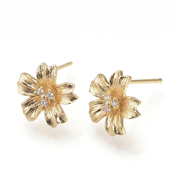 PandaHall Brass Ear Studs, with Rhinestone, Flower, Nickel Free, Real 18K Gold Plated, 12x11mm, pin: 0.8mm Rhinestone Clear
PandaHall Brass Ear Studs, with Rhinestone, Flower, Nickel Free, Real 18K Gold Plated, 12x11mm, pin: 0.8mm Rhinestone Clear