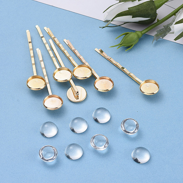 PandaHall DIY Hair Bobby Pin Making, with Iron Hair Bobby Pin Findings and Transparent Half Round Glass Cabochons, Light Gold, Hair Bobby..., Clear
PandaHall DIY Hair Bobby Pin Making, with Iron Hair Bobby Pin Findings and Transparent Half Round Glass Cabochons, Light Gold, Hair Bobby..., Clear