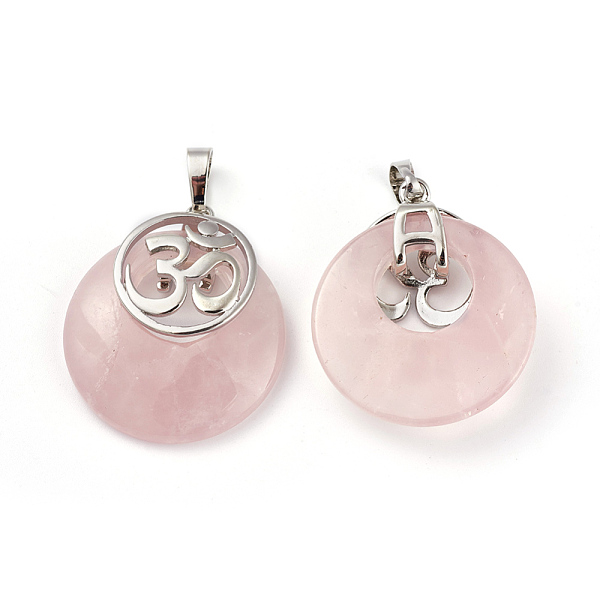 PandaHall Natural Rose Quartz Pendants, with Platinum Tone Brass Findings, Flat Round with Om Symbol, 32~32.5x28x7~7.5mm, Hole: 5x8mm Rose...
PandaHall Natural Rose Quartz Pendants, with Platinum Tone Brass Findings, Flat Round with Om Symbol, 32~32.5x28x7~7.5mm, Hole: 5x8mm Rose...