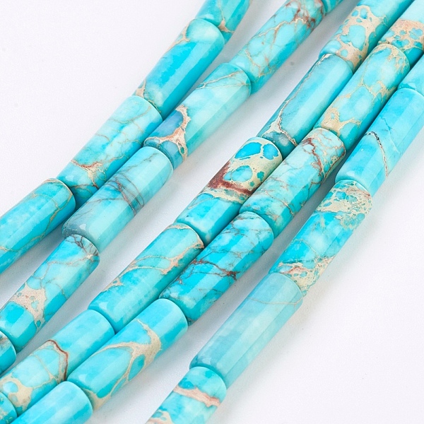 PandaHall Natural Imperial Jasper Beads Strands, Dyed, Column, Cyan, 13~14x4~4.5mm, Hole: 1mm, about 31pcs/strand, 15.7 inch. Imperial...
PandaHall Natural Imperial Jasper Beads Strands, Dyed, Column, Cyan, 13~14x4~4.5mm, Hole: 1mm, about 31pcs/strand, 15.7 inch. Imperial...