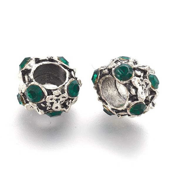 PandaHall Alloy Rhinestone Rondelle European Beads, Large Hole Beads, Antique Silver, Emerald, 10~12x7mm, Hole: 5mm Alloy+Rhinestone..., Green
PandaHall Alloy Rhinestone Rondelle European Beads, Large Hole Beads, Antique Silver, Emerald, 10~12x7mm, Hole: 5mm Alloy+Rhinestone..., Green