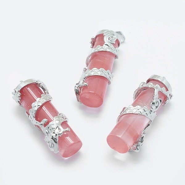 PandaHall Cherry Quartz Glass Pendants, with Brass Findings, Column with Dragon, Platinum, 40.5~41.5x14x15mm, Hole: 3.5x5mm Cherry Quartz...
PandaHall Cherry Quartz Glass Pendants, with Brass Findings, Column with Dragon, Platinum, 40.5~41.5x14x15mm, Hole: 3.5x5mm Cherry Quartz...