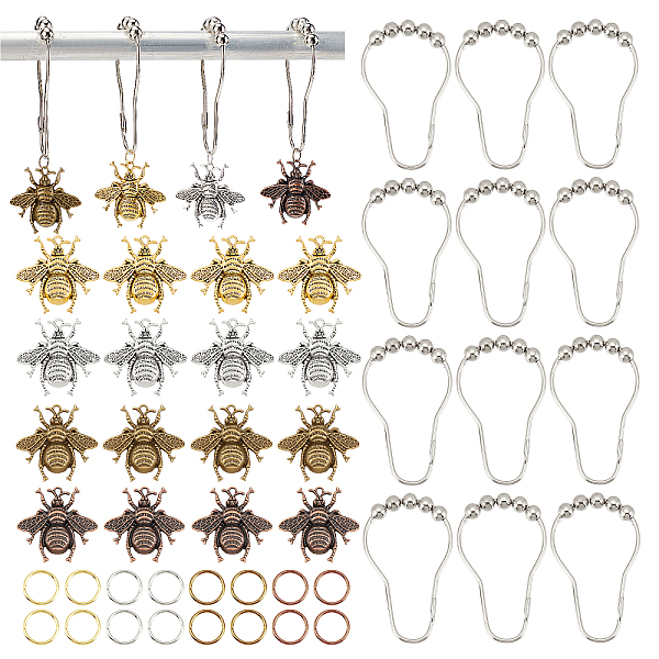 PandaHall AHANDMAKER 16 Set Bee Shower Curtain Hooks, 4 Colors Vintage Metal Shower Curtain Rings Tibetan Decorative Animal Pendants Hooks...
PandaHall AHANDMAKER 16 Set Bee Shower Curtain Hooks, 4 Colors Vintage Metal Shower Curtain Rings Tibetan Decorative Animal Pendants Hooks...