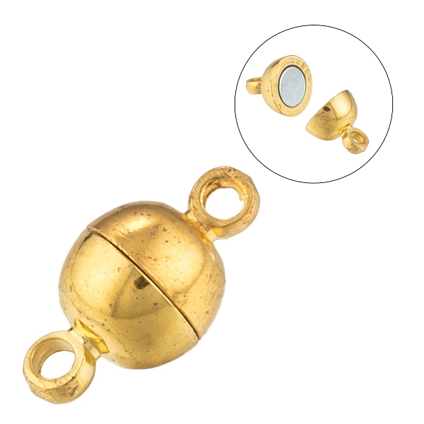 PandaHall Brass Magnetic Clasps with Loops, Nickel Free, Round, Golden, 11.5x6mm, Hole: 1.2mm Brass Round
PandaHall Brass Magnetic Clasps with Loops, Nickel Free, Round, Golden, 11.5x6mm, Hole: 1.2mm Brass Round