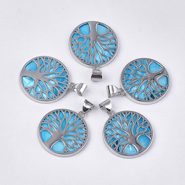 PandaHall Freshwater Shell Pendants, with Alloy Findings, Dyed, Flat Round with Tree of Life, Platinum, Deep Sky Blue, 37.5x33.5x3mm, Hole...
PandaHall Freshwater Shell Pendants, with Alloy Findings, Dyed, Flat Round with Tree of Life, Platinum, Deep Sky Blue, 37.5x33.5x3mm, Hole...