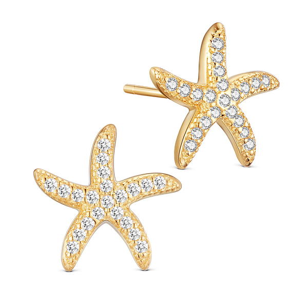 PandaHall SHEGRACE 925 Sterling Silver Stud Earrings, with Micro Pave AAA Cubic Zirconia Starfish/Sea Stars, Real 18K Gold Plated, Golden..., Clear
PandaHall SHEGRACE 925 Sterling Silver Stud Earrings, with Micro Pave AAA Cubic Zirconia Starfish/Sea Stars, Real 18K Gold Plated, Golden..., Clear