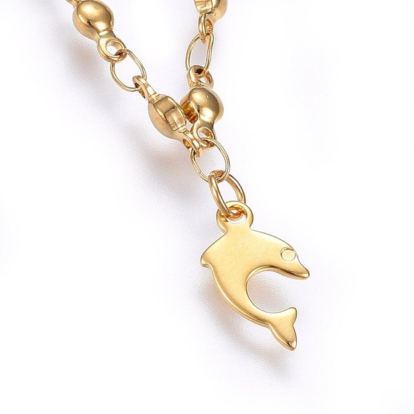 PandaHall 304 Stainless Steel Charm Bracelets, with Lobster Claw Clasps, Dolphin, Golden, 8-1/4 inch(21cm), 3mm 304 Stainless Steel
PandaHall 304 Stainless Steel Charm Bracelets, with Lobster Claw Clasps, Dolphin, Golden, 8-1/4 inch(21cm), 3mm 304 Stainless Steel