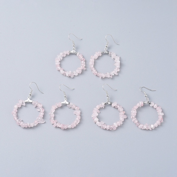 PandaHall Natural Rose Quartz Dangle Earrings, with Platinum Plated Brass Earring Hooks, Round Ring, 51.2~56.2mm, Pin: 0.5mm Rose Quartz
PandaHall Natural Rose Quartz Dangle Earrings, with Platinum Plated Brass Earring Hooks, Round Ring, 51.2~56.2mm, Pin: 0.5mm Rose Quartz