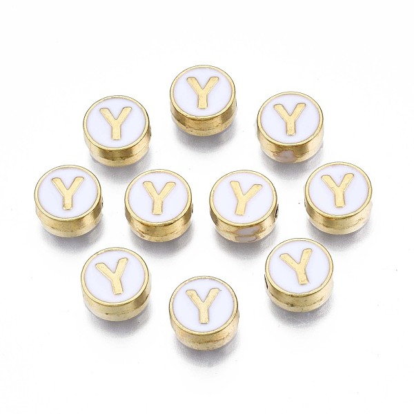 PandaHall Alloy Enamel Beads, Cadmium Free & Lead Free, Light Gold, Flat Round with Alphabet, White, Letter.Y, 8x4mm, Hole: 1.5mm...
PandaHall Alloy Enamel Beads, Cadmium Free & Lead Free, Light Gold, Flat Round with Alphabet, White, Letter.Y, 8x4mm, Hole: 1.5mm...