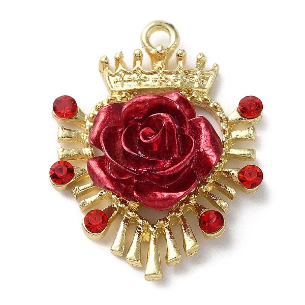 PandaHall Rack Plating Light Gold Alloy Rhinestone Pendants, with Resin Rose, Long-Lasting Plated, Flower Charm, Heart, 30x23.5x9mm, Hole..., Red
PandaHall Rack Plating Light Gold Alloy Rhinestone Pendants, with Resin Rose, Long-Lasting Plated, Flower Charm, Heart, 30x23.5x9mm, Hole..., Red