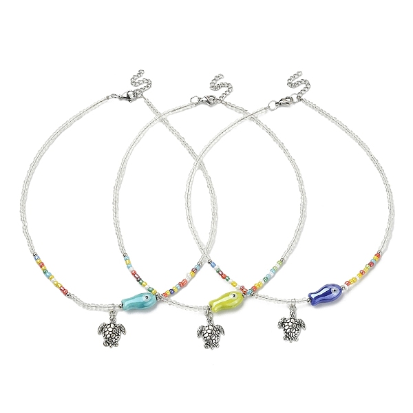 PandaHall Alloy Tortoise Pendant Necklace, Porcelain Fish & Glass Seed Beaded Necklace, Mixed Color, 15.12 inch(38.4cm) Alloy Tortoise..., Multicolor
PandaHall Alloy Tortoise Pendant Necklace, Porcelain Fish & Glass Seed Beaded Necklace, Mixed Color, 15.12 inch(38.4cm) Alloy Tortoise..., Multicolor