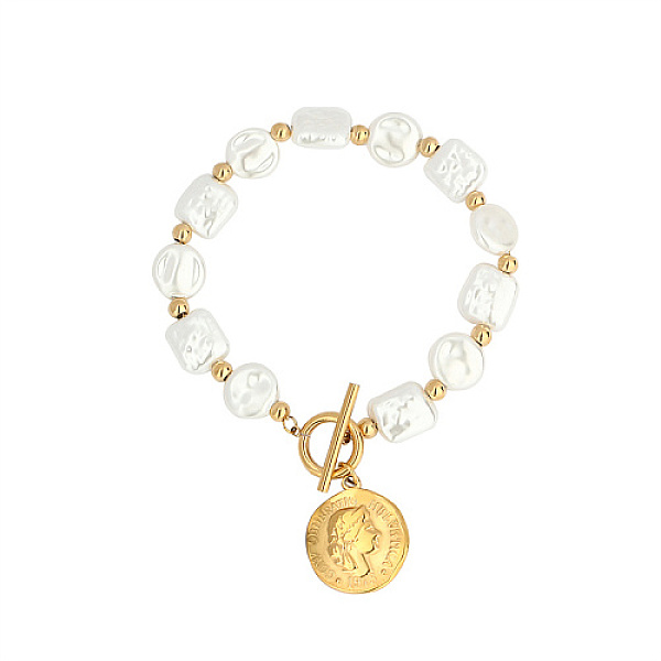 PandaHall Natural Pearl Rectangle & Flat Round Beaded Bracelet with Stainless Steel Coin Charms, Golden, 7-7/8 inch(20cm) Pearl Square
PandaHall Natural Pearl Rectangle & Flat Round Beaded Bracelet with Stainless Steel Coin Charms, Golden, 7-7/8 inch(20cm) Pearl Square