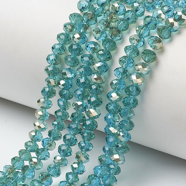 PandaHall Electroplate Glass Beads Strands, Half Plated, Rainbow Plated, Faceted, Rondelle, Dark Turquoise, 4x3mm, Hole: 0.4mm, about..., Cyan
PandaHall Electroplate Glass Beads Strands, Half Plated, Rainbow Plated, Faceted, Rondelle, Dark Turquoise, 4x3mm, Hole: 0.4mm, about..., Cyan