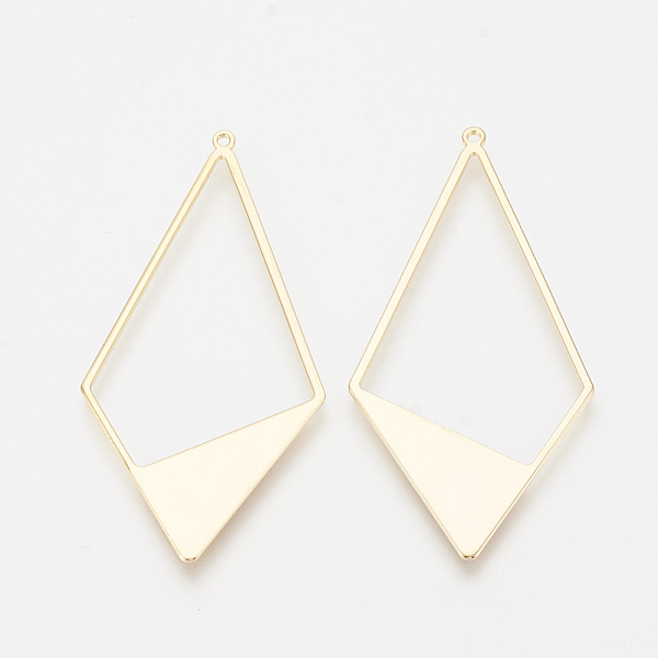 PandaHall Brass Big Pendants, Rhombus, Nickel Free, Real 18K Gold Plated, 56x28x1mm, Hole: 1mm Brass Rhombus
PandaHall Brass Big Pendants, Rhombus, Nickel Free, Real 18K Gold Plated, 56x28x1mm, Hole: 1mm Brass Rhombus