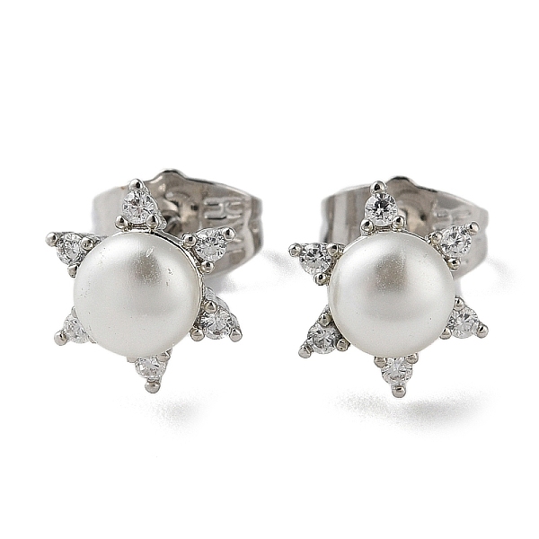 PandaHall Brass Rhinestone Sun Stud Earrings with Glass Pearl, Platinum, 9x10mm Rhinestone Sun
PandaHall Brass Rhinestone Sun Stud Earrings with Glass Pearl, Platinum, 9x10mm Rhinestone Sun