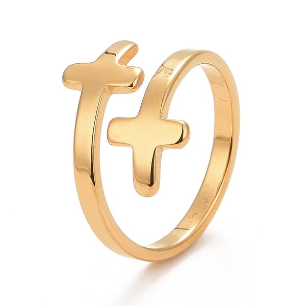 PandaHall Ion Plating(IP) 304 Stainless Steel Double Cross Open Cuff Ring for Women, Golden, 2.5mm, Inner Diameter: about 18mm 304 Stainless...
PandaHall Ion Plating(IP) 304 Stainless Steel Double Cross Open Cuff Ring for Women, Golden, 2.5mm, Inner Diameter: about 18mm 304 Stainless...