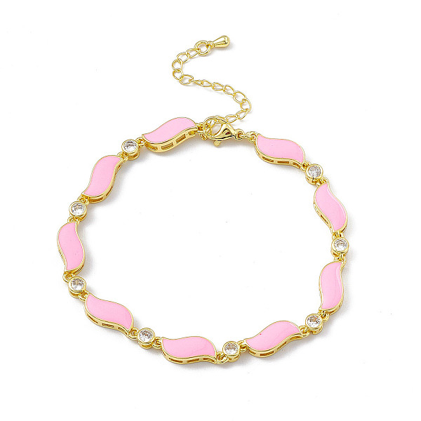PandaHall Brass Micro Pave Cubic Zirconia Chain Bracelets, Enamel Style Pink Wave Link Chain Bracelet for Women, with Chain Extender &...
PandaHall Brass Micro Pave Cubic Zirconia Chain Bracelets, Enamel Style Pink Wave Link Chain Bracelet for Women, with Chain Extender &...