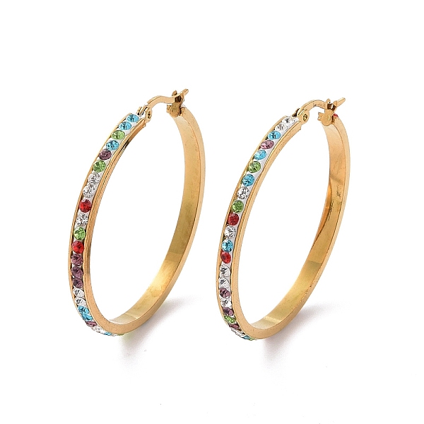 PandaHall 304 Stainless Steel Hoop Earrings, with Polymer Clay and Rhinestone, Ring, Golden, Colorful, 40x39x3.5mm Rhinestone Ring..., Multicolor
PandaHall 304 Stainless Steel Hoop Earrings, with Polymer Clay and Rhinestone, Ring, Golden, Colorful, 40x39x3.5mm Rhinestone Ring..., Multicolor