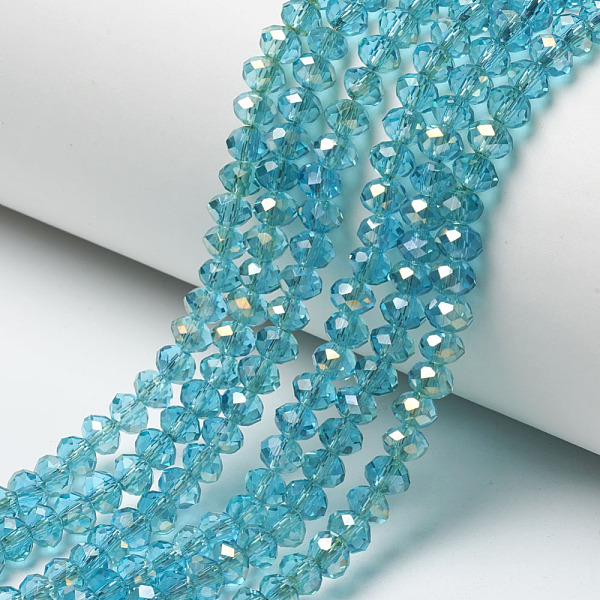 PandaHall Electroplate Transparent Glass Beads Strands, Half Rainbow Plated, Faceted, Rondelle, Medium Turquoise, 6x5mm, Hole: 1mm, about..., Cyan
PandaHall Electroplate Transparent Glass Beads Strands, Half Rainbow Plated, Faceted, Rondelle, Medium Turquoise, 6x5mm, Hole: 1mm, about..., Cyan
