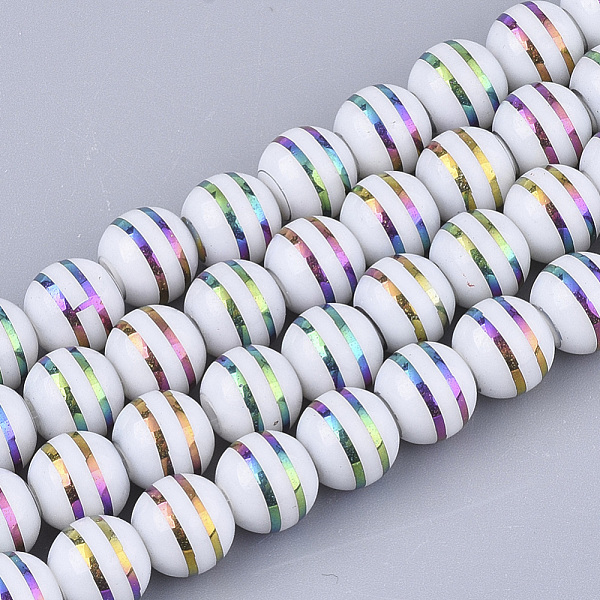 PandaHall Electroplate Glass Beads Strands, Round with Stripe, Colorful, 8x7.5mm, Hole: 1.2mm, about 40pcs/strand, 11.8 inch Glass Stripe
PandaHall Electroplate Glass Beads Strands, Round with Stripe, Colorful, 8x7.5mm, Hole: 1.2mm, about 40pcs/strand, 11.8 inch Glass Stripe