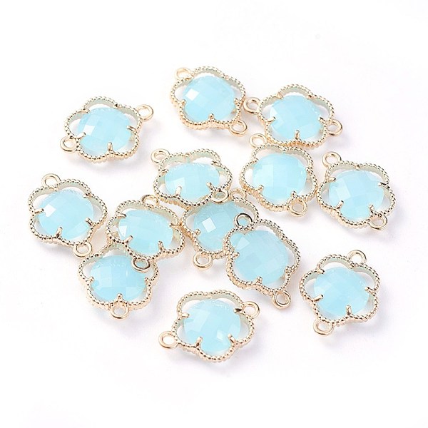 PandaHall Glass Links connectors, with Eco-Friendly Alloy Open Back Berzel Findings, Faceted, Flower, Light Gold, Light Sky Blue...
PandaHall Glass Links connectors, with Eco-Friendly Alloy Open Back Berzel Findings, Faceted, Flower, Light Gold, Light Sky Blue...