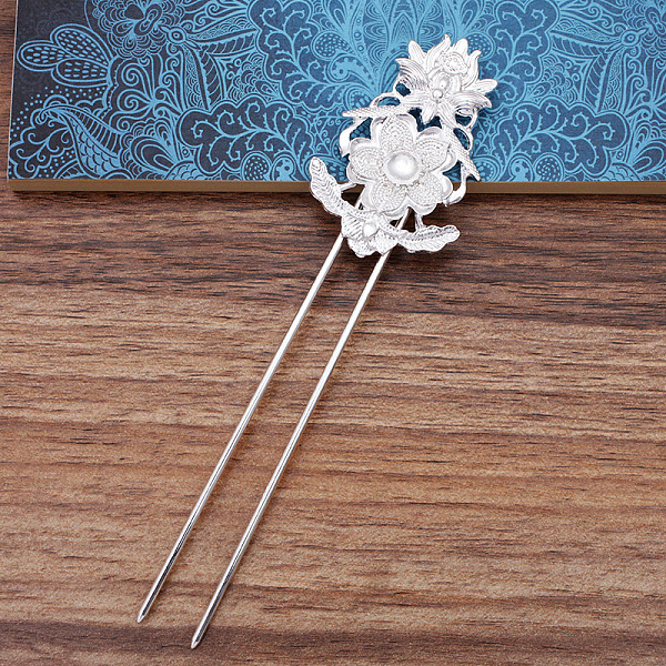 PandaHall Hair Accessories Brass Hair Fork Findings, with Alloy Flower Filigree Findings, Silver, 115x12x2mm, Inner Diameter: 10mm Brass
PandaHall Hair Accessories Brass Hair Fork Findings, with Alloy Flower Filigree Findings, Silver, 115x12x2mm, Inner Diameter: 10mm Brass