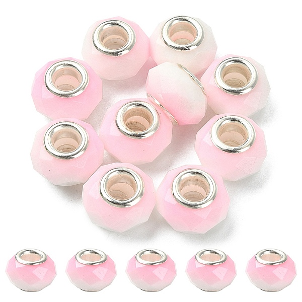 PandaHall Glass European Beads, Large Hole Beads, with Silver Tone Brass Double Cores, Faceted Rondelle, Pink, 14x9mm, Hole: 5mm Glass+Brass...
PandaHall Glass European Beads, Large Hole Beads, with Silver Tone Brass Double Cores, Faceted Rondelle, Pink, 14x9mm, Hole: 5mm Glass+Brass...