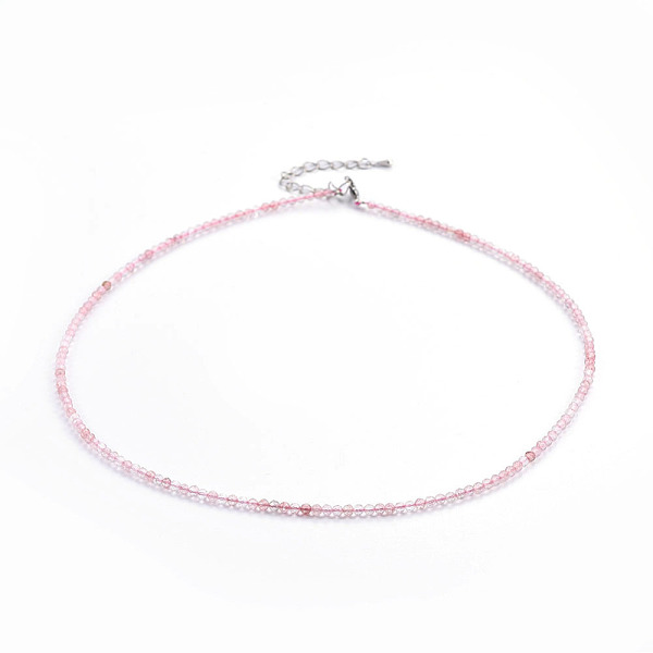 PandaHall Natural Strawberry Quartz Beaded Necklaces, with Brass Findings, Round, Faceted, Platinum, 16.3 inch(41.5cm), beads: 2.5mm Quartz..., Pink
PandaHall Natural Strawberry Quartz Beaded Necklaces, with Brass Findings, Round, Faceted, Platinum, 16.3 inch(41.5cm), beads: 2.5mm Quartz..., Pink