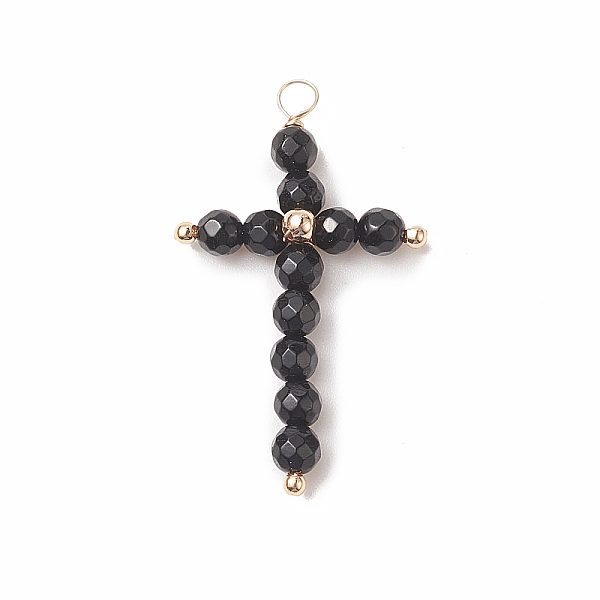 PandaHall Natural Black Onyx(Dyed & Heated) Faceted Round Copper Wire Wrapped Pendants, Cross Charms, Light Gold, 38x23x5mm, Hole: 2.5mm...
PandaHall Natural Black Onyx(Dyed & Heated) Faceted Round Copper Wire Wrapped Pendants, Cross Charms, Light Gold, 38x23x5mm, Hole: 2.5mm...