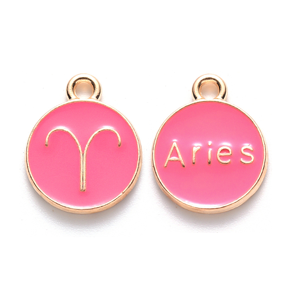 PandaHall Alloy Enamel Pendants, Cadmium Free & Lead Free, Flat Round with Constellation, Light Gold, Cerise, Aries, 15x12x2mm, Hole: 1.5mm..., Red
PandaHall Alloy Enamel Pendants, Cadmium Free & Lead Free, Flat Round with Constellation, Light Gold, Cerise, Aries, 15x12x2mm, Hole: 1.5mm..., Red