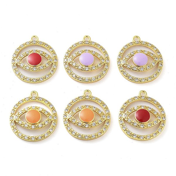 PandaHall Brass Micro Pave Clear Cubic Zirconia Pendants, with Enamel, Real 18K Gold Plated, Round Ring with Horse Eye Charm, Mixed Color..., Multicolor
PandaHall Brass Micro Pave Clear Cubic Zirconia Pendants, with Enamel, Real 18K Gold Plated, Round Ring with Horse Eye Charm, Mixed Color..., Multicolor