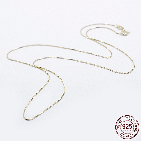 PandaHall 925 Sterling Silver Box Chain Necklaces, with Spring Ring Clasps, with 925 Stamp, Golden, 16 inch(40cm), 0.65mm Sterling Silver
PandaHall 925 Sterling Silver Box Chain Necklaces, with Spring Ring Clasps, with 925 Stamp, Golden, 16 inch(40cm), 0.65mm Sterling Silver