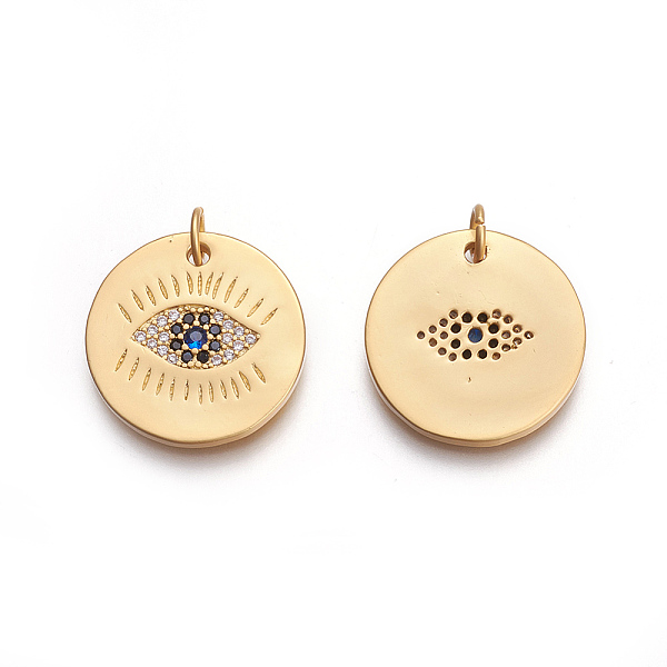 PandaHall Brass Micro Pave Cubic Zirconia Pendants, Lead Free & Cadmium Free, Flat Round with Eye, Colorful, Matte Gold Color, 19x19x2mm...
PandaHall Brass Micro Pave Cubic Zirconia Pendants, Lead Free & Cadmium Free, Flat Round with Eye, Colorful, Matte Gold Color, 19x19x2mm...