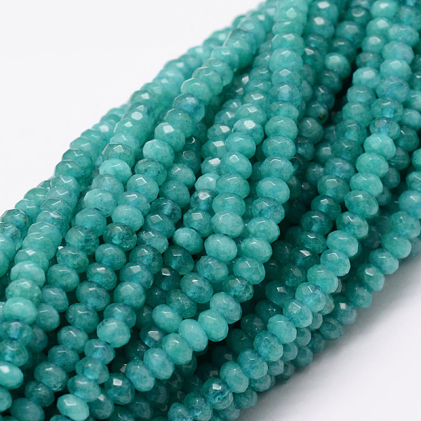 PandaHall Dyed Natural Malaysia Jade Rondelle Beads Strands, Faceted, Dark Cyan, 4x2~3mm, Hole: 1mm, about 115pcs/strand, 14 inch Malaysia...
PandaHall Dyed Natural Malaysia Jade Rondelle Beads Strands, Faceted, Dark Cyan, 4x2~3mm, Hole: 1mm, about 115pcs/strand, 14 inch Malaysia...