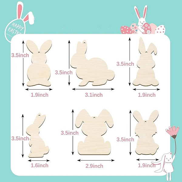 PandaHall 6Pcs Easter Theme Unfinished Wooden Craft Cutouts, Wood Pieces, Rabbit, 8.9x4.8~7.9cm Wood Rabbit
PandaHall 6Pcs Easter Theme Unfinished Wooden Craft Cutouts, Wood Pieces, Rabbit, 8.9x4.8~7.9cm Wood Rabbit