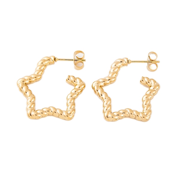 PandaHall Ion Plating(IP) 304 Stainless Steel Half Hoop Stud Earrings for Women, Twisted Star, Real 18K Gold Plated, 25x3mm 304 Stainless...
PandaHall Ion Plating(IP) 304 Stainless Steel Half Hoop Stud Earrings for Women, Twisted Star, Real 18K Gold Plated, 25x3mm 304 Stainless...