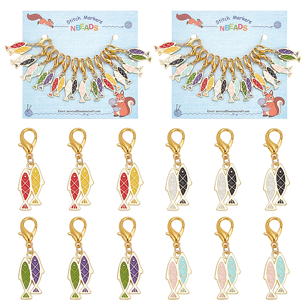 PandaHall 24 Pcs Double Fish Stitch Markers, Enamel Alloy Crochet Stitch Marker Charms Lobster Claw Clasps Locking Stitch Marker for..., Multicolor
PandaHall 24 Pcs Double Fish Stitch Markers, Enamel Alloy Crochet Stitch Marker Charms Lobster Claw Clasps Locking Stitch Marker for..., Multicolor