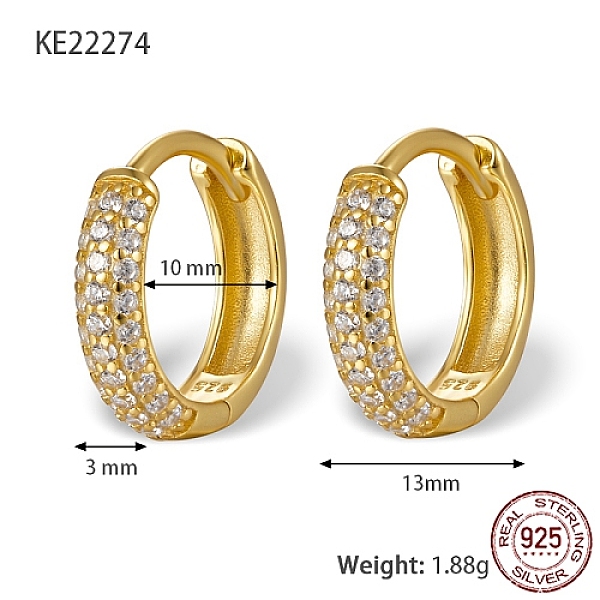 PandaHall 925 Sterling Sliver Micro Pave Cubic Zirconia Hoop Earrings, with 925 Stamp, Real 18K Gold Plated, 13x3mm Sterling Silver Ring..., Clear
PandaHall 925 Sterling Sliver Micro Pave Cubic Zirconia Hoop Earrings, with 925 Stamp, Real 18K Gold Plated, 13x3mm Sterling Silver Ring..., Clear