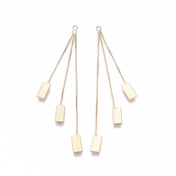 PandaHall Brass Box Chains Tassel Big Pendants, Nickel Free, Rectangle, Real 18K Gold Plated, 60~62mm, Hole: 1.4mm Brass
PandaHall Brass Box Chains Tassel Big Pendants, Nickel Free, Rectangle, Real 18K Gold Plated, 60~62mm, Hole: 1.4mm Brass