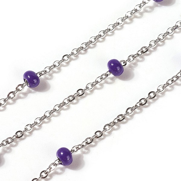 PandaHall 3.28 Feet 304 Stainless Steel Handmade Beaded Chains, with Glass, Soldered, Stainless Steel Color, Purple, 7~7.5x4~5mm Stainless...
PandaHall 3.28 Feet 304 Stainless Steel Handmade Beaded Chains, with Glass, Soldered, Stainless Steel Color, Purple, 7~7.5x4~5mm Stainless...