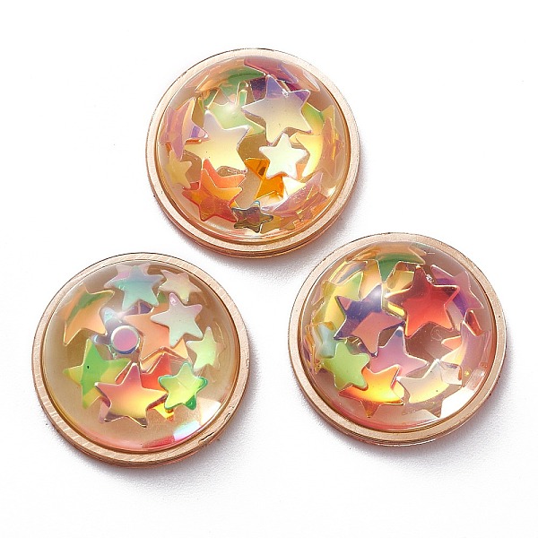 PandaHall (Defective Closeout Sale: Yellowing), Resin Cabochons, with Paillette & Brass Findings, Dome/Half Round, Light Gold, Colorful...
PandaHall (Defective Closeout Sale: Yellowing), Resin Cabochons, with Paillette & Brass Findings, Dome/Half Round, Light Gold, Colorful...