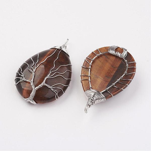 PandaHall Natural Tiger Eye Big Pendants, teardrop, Brass Wire Wrapped Pendants, Platinum, 50~55x31x11mm, Hole: 5mm Tiger Eye Teardrop
PandaHall Natural Tiger Eye Big Pendants, teardrop, Brass Wire Wrapped Pendants, Platinum, 50~55x31x11mm, Hole: 5mm Tiger Eye Teardrop