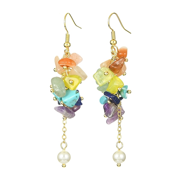PandaHall Natural & Synthetic Mixed Gemstone Chips & Shell Pearl Dangle Earrings, Cluster Earrings, 68~69.5mm Mixed Stone
PandaHall Natural & Synthetic Mixed Gemstone Chips & Shell Pearl Dangle Earrings, Cluster Earrings, 68~69.5mm Mixed Stone