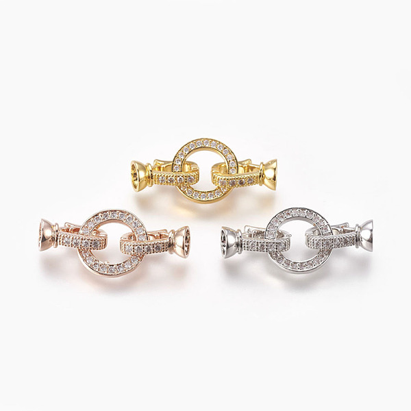 PandaHall Brass Micro Pave Cubic Zirconia Fold Over Clasps, Flat Round, Clear, Mixed Color, 32mm, Inner: 4.5mm Brass+Cubic Zirconia Clear
PandaHall Brass Micro Pave Cubic Zirconia Fold Over Clasps, Flat Round, Clear, Mixed Color, 32mm, Inner: 4.5mm Brass+Cubic Zirconia Clear